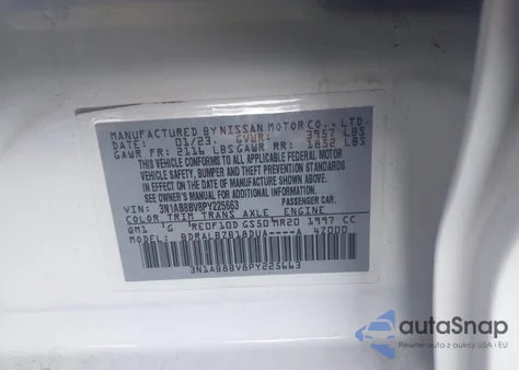 2023 Nissan Sentra S Xtronic Cvt from USA, damaged, VIN 3N1AB8BV8PY225663